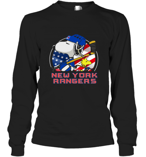 wxzs new york rangersnoopy and woodstock nhl long sleeve tee 14 front black