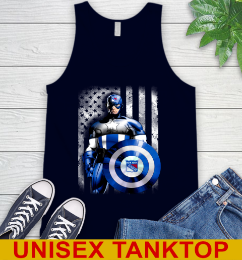 New York Rangers NHL Hockey Captain America Marvel Avengers American Flag Shirt Tank Top 2
