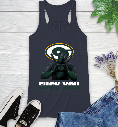 NHL Green Bay Packers Deadpool Love You Fuck You Football Sports Racerback Tank 10