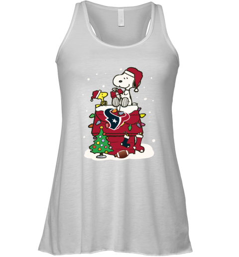 A Happy Christmas With Houston Texans Snoopy Racerback Tank