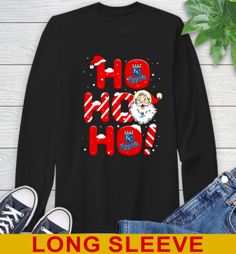 Kansas City Royals MLB Baseball Ho Ho Ho Santa Claus Merry Christmas Shirt Long Sleeve T-Shirt