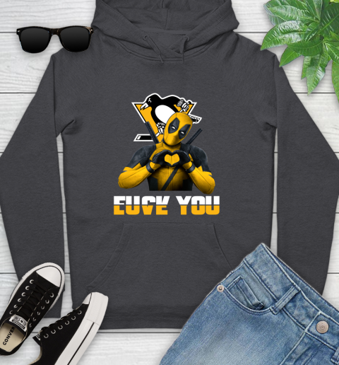NHL Pittsburgh Penguins Deadpool Love You Fuck You Hockey Sports Youth Hoodie 8