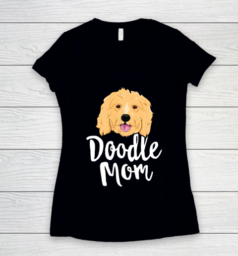 Dog Mom Shirt Doodle Mom T Shirt Women Goldendoodle Dog Puppy Mother Women's V-Neck T-Shirt