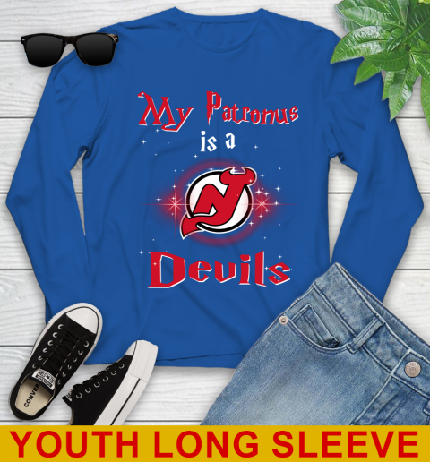 NHL Hockey Harry Potter My Patronus Is A New Jersey Devils Youth Long Sleeve 10