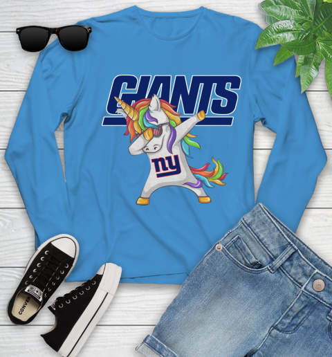 New York Giants NFL Football Funny Unicorn Dabbing Sports Youth Long Sleeve 7