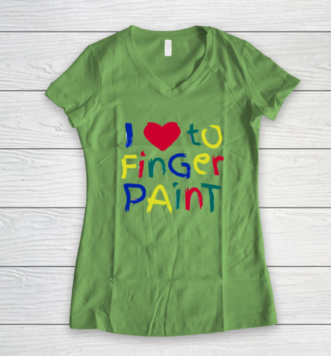 I Heart Love To Finger Paint I'm Paint Cute Couple Valentine Women's V-Neck T-Shirt 4