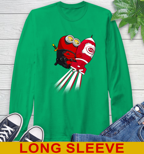 MLB Baseball Cincinnatim Reds Deadpool Minion Marvel Shirt Long Sleeve T-Shirt 8