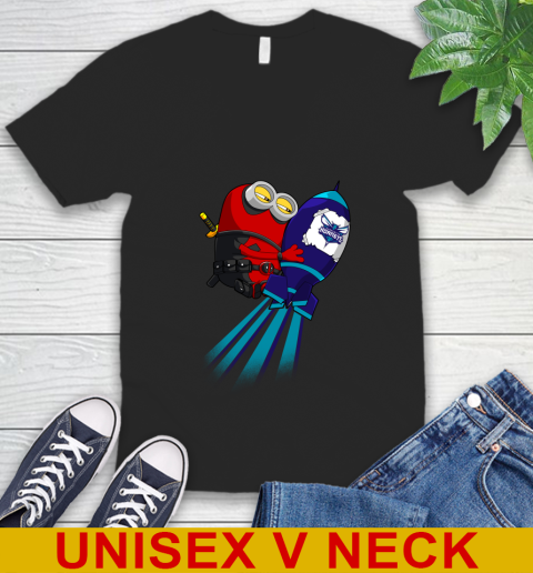 NBA Basketball Charlotte Hornets Deadpool Minion Marvel Shirt V-Neck T-Shirt