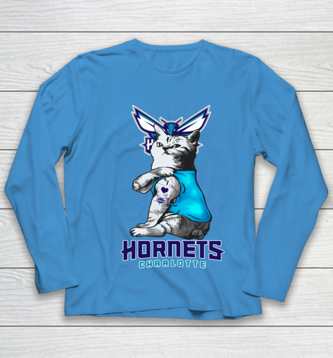 NBA Basketball My Cat Loves Charlotte Hornets Youth Long Sleeve 5