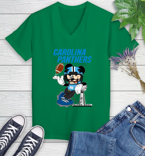 NFL Carolina Panthers Mickey Mouse Disney Super Bowl Football T Shirt Women's V-Neck T-Shirt 5