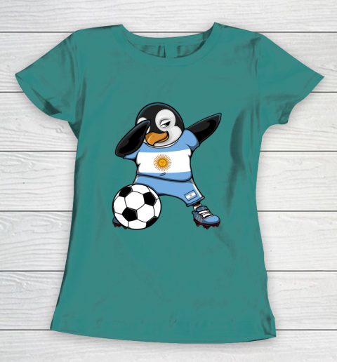 Dabbing Penguin Argentina Soccer Fans Jersey Football Lovers Women's T-Shirt 10