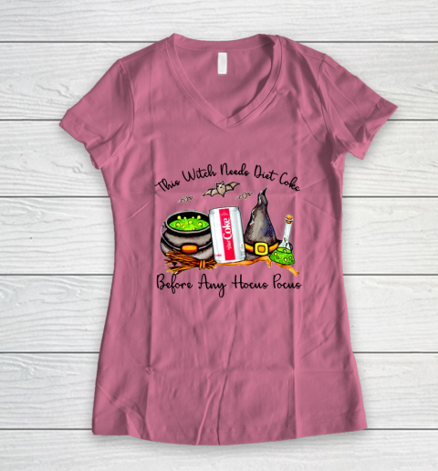 Hocus Pocus Halloween  This Witch Need Diet Coke Women's V-Neck T-Shirt 7