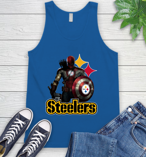 NFL Captain America Thor Spider Man Hawkeye Avengers Endgame Football Pittsburgh Steelers Tank Top 5