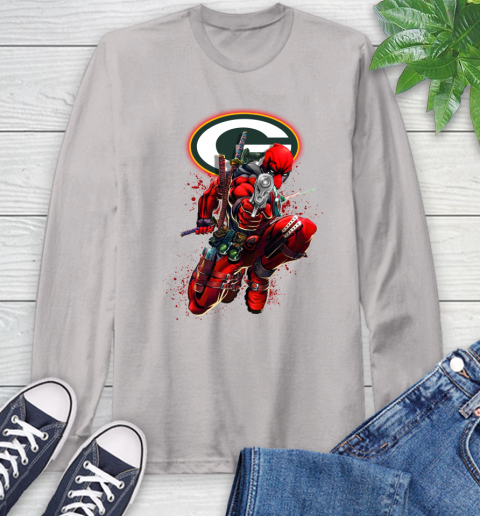 NFL Deadpool Marvel Comics Sports Football Green Bay Packers Long Sleeve T-Shirt 12