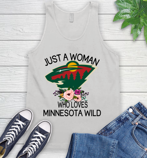 NHL Just A Woman Who Loves Minnesota Wild Hockey Sports Tank Top