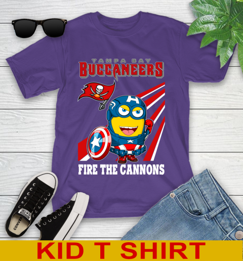 NFL Football Tampa Bay Buccaneers Captain America Marvel Avengers Minion Shirt Youth T-Shirt 3