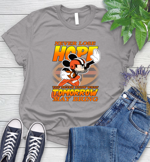 Cleveland Browns NFL Football Mickey Disney Never Lose Hope Women's T-Shirt 5
