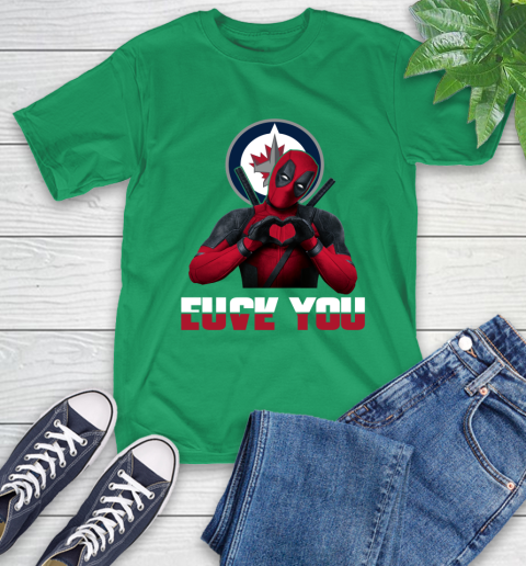 NHL Winnipeg Jets Deadpool Love You Fuck You Hockey Sports T-Shirt 7