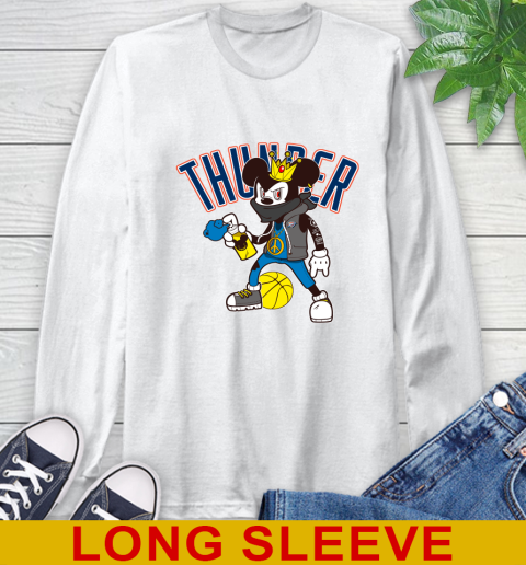 Oklahoma City Thunder NBA Basketball Mickey Peace Sign Sports Long Sleeve T-Shirt