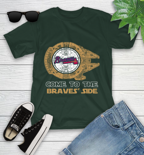 MLB Come To The Atlanta Braves Side Star Wars Baseball Sports Youth T-Shirt 5