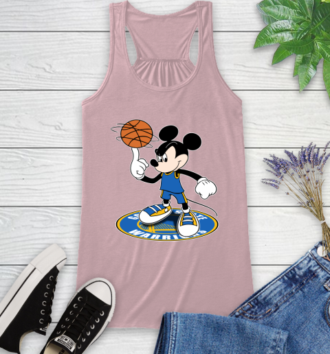 NBA Basketball Golden State Warriors Cheerful Mickey Disney Shirt Racerback Tank 10