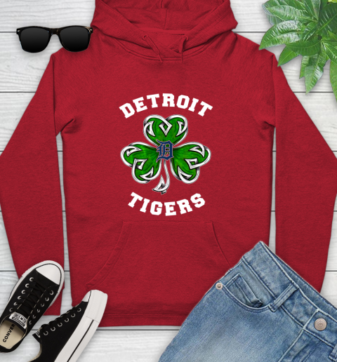 MLB Detroit Tigers Three Leaf Clover St Patrick's Day Baseball Sports Youth Hoodie 12