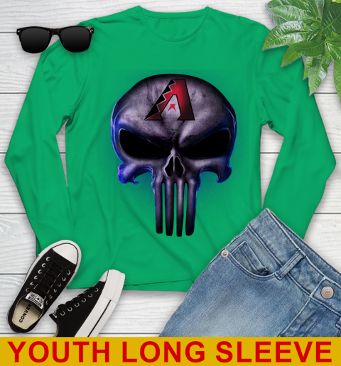 Arizona Diamondbacks MLB Baseball Punisher Skull Sports Youth Long Sleeve 7