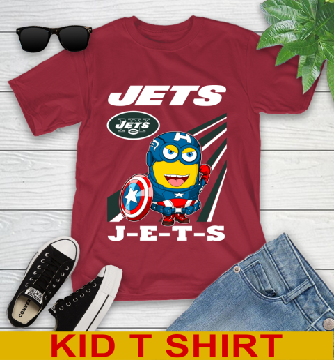 NFL Football New York Jets Captain America Marvel Avengers Minion Shirt Youth T-Shirt 13 NFL Football New York Jets Captain America Marvel Avengers Minion Shirt Youth T-Shirt - Image 13
