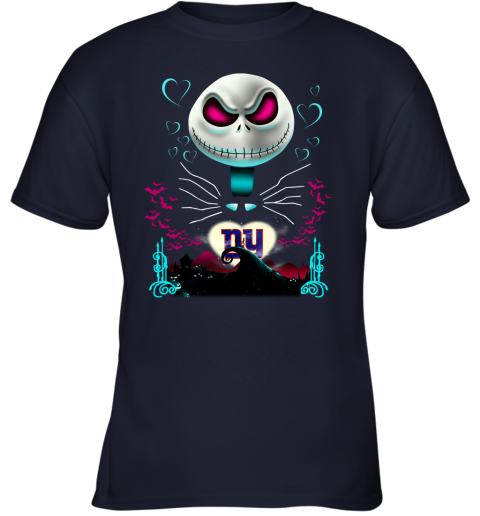 NFL New York Giants Jack Skellington Sally The Nightmare Before Christmas Football J12IsCzjrTW youth t shirt 26 95 151514 front navy
