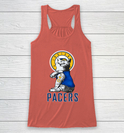 NBA Basketball My Cat Loves Indiana Pacers Racerback Tank 3