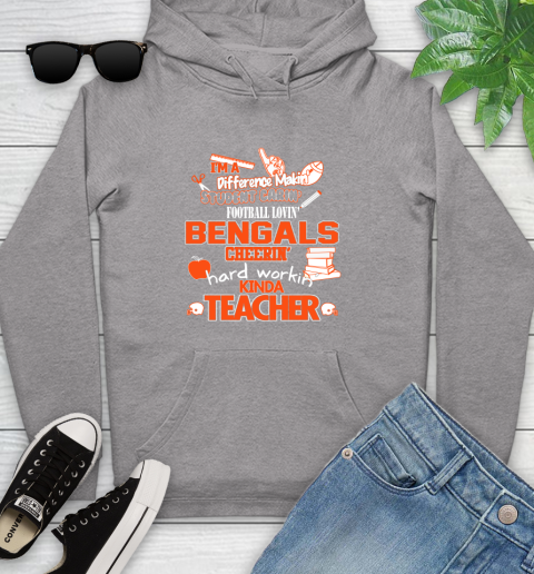 Cincinnati Bengals NFL I'm A Difference Making Student Caring Football Loving Kinda Teacher Youth Hoodie 6