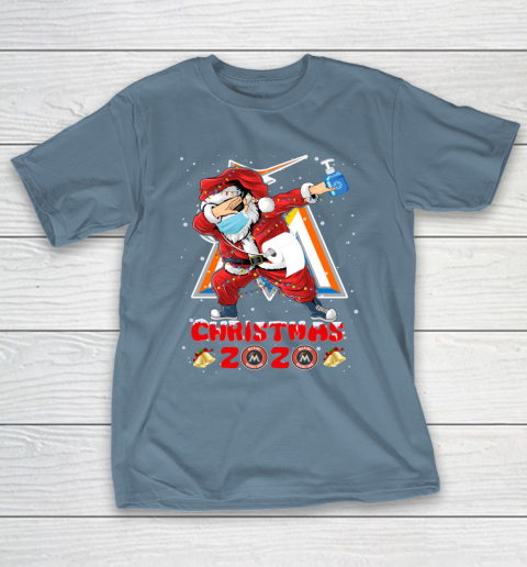 Miami Marlins Funny Santa Claus Dabbing Christmas 2020 MLB T-Shirt 6