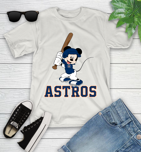 MLB Baseball Houston Astros Cheerful Mickey Mouse Shirt Youth T-Shirt 12