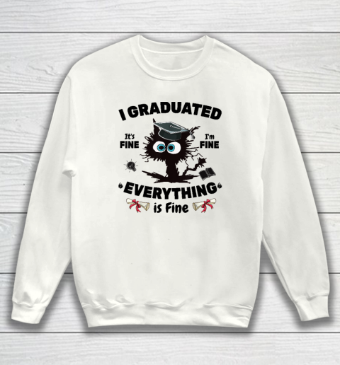 I Graduated Graduate Class 2023 Funny Black Cat Sweatshirt