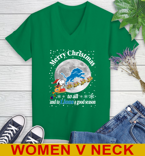 Detroit Lions Merry Christmas To All And To Lions A Good Season NFL Football Sports Women's V-Neck T-Shirt 5