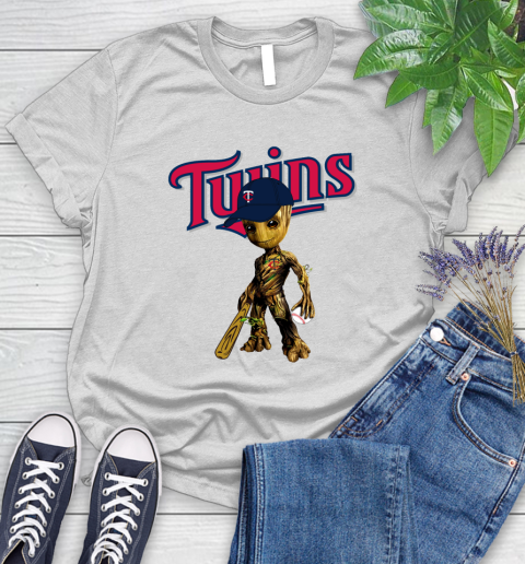 MLB Minnesota Twins Groot Guardians Of The Galaxy Baseball Women's T-Shirt
