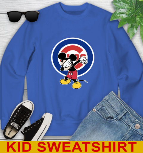 Chicago Cubs MLB Baseball Dabbing Mickey Disney Sports Youth Sweatshirt 7