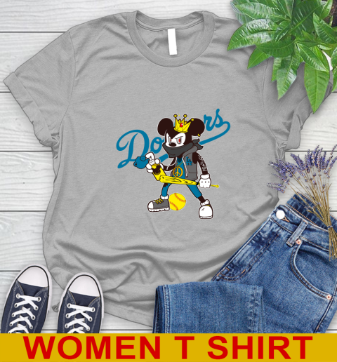 Los Angeles Dodgers MLB Baseball Mickey Peace Sign Sports Women's T-Shirt 5