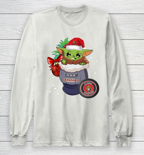 Ottawa Senators Christmas Baby Yoda Star Wars Funny Happy NHL Long Sleeve T-Shirt 12