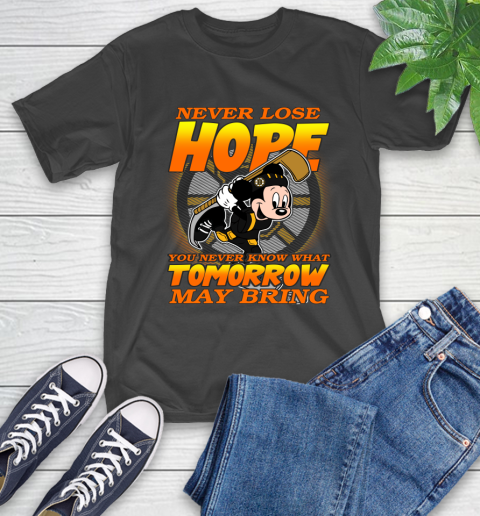 Boston Bruins NHL Hockey ootball Mickey Disney Never Lose Hope T-Shirt