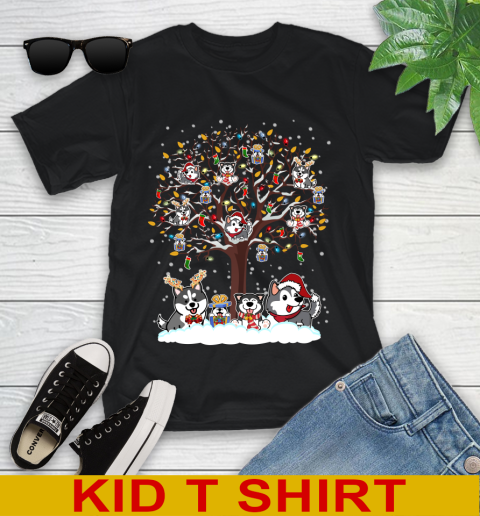 Husky dog pet lover light christmas tree shirt 97