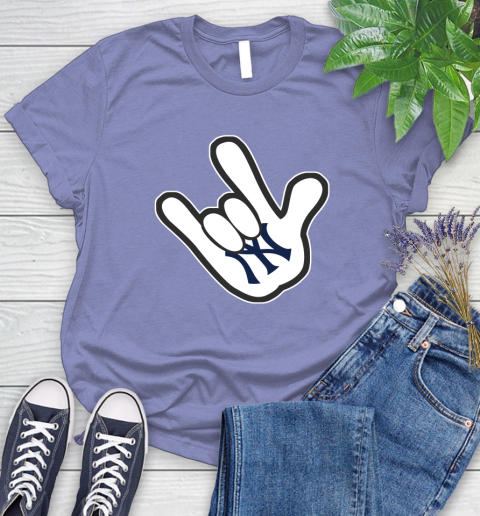 New York Yankees MLB Baseball Mickey Rock Hand Disney Women's T-Shirt 11