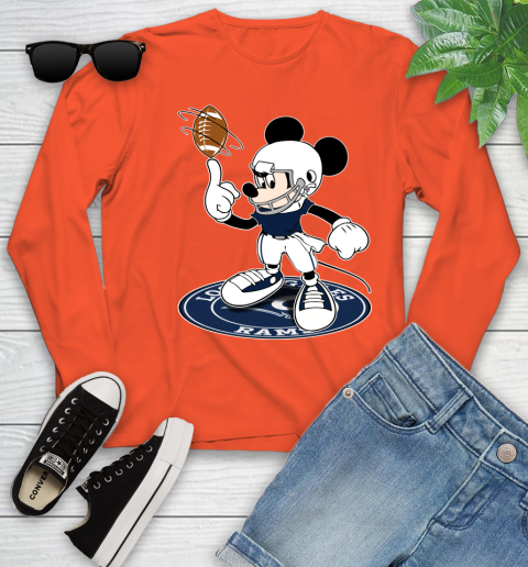 NFL Football Los Angeles Rams Cheerful Mickey Disney Shirt Youth Long Sleeve 4