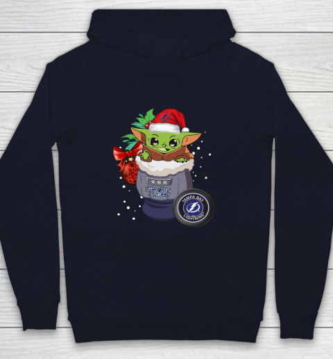 Tampa Bay Lightning Christmas Baby Yoda Star Wars Funny Happy NHL Youth Hoodie 3