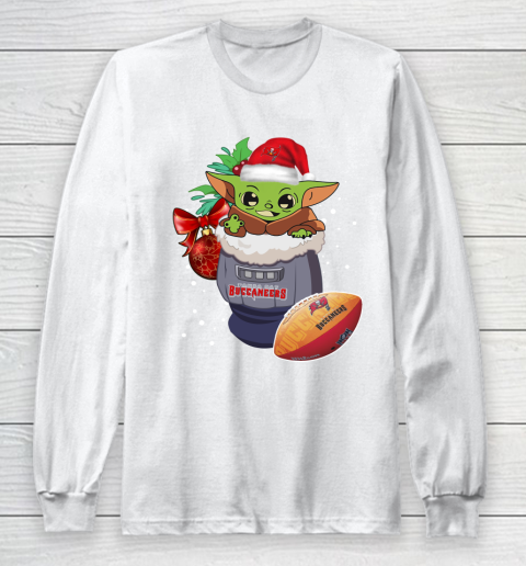 Tampa Bay Buccaneers Christmas Baby Yoda Star Wars Funny Happy NFL Long Sleeve T-Shirt 2