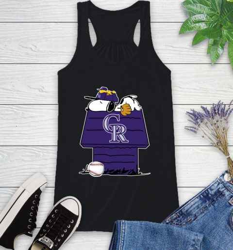 MLB Colorado Rockies Snoopy Woodstock The Peanuts Movie Baseball T Shirt Racerback Tank 2