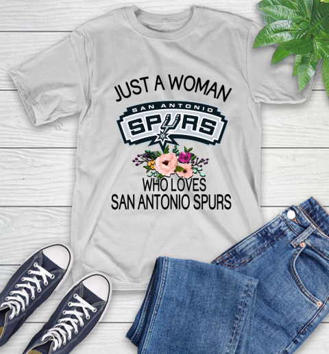 NBA Just A Woman Who Loves San Antonio Spurs Basketball Sports T-Shirt
