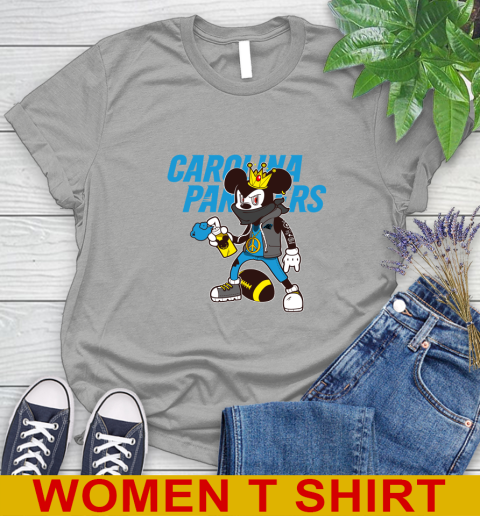 Carolina Panthers NFL Football Mickey Peace Sign Sports Women's T-Shirt 11