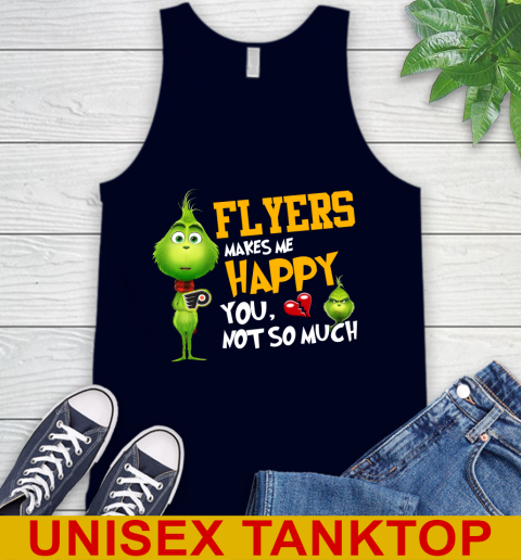 NHL Philadelphia Flyers Makes Me Happy You Not So Much Grinch Hockey Sports Tank Top 2