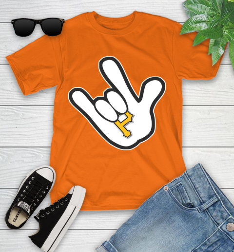 Pittsburgh Pirates MLB Baseball Mickey Rock Hand Disney Youth T-Shirt 7
